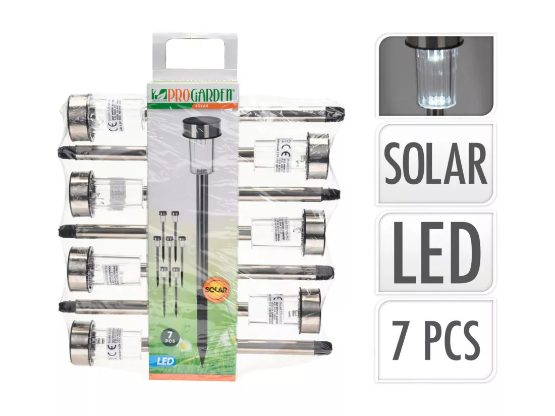 Balise LED Extérieure Acier Inoxydable en Saillie pour Sol avec Piquet Daura (7 Un) Blanc chaud 2700K