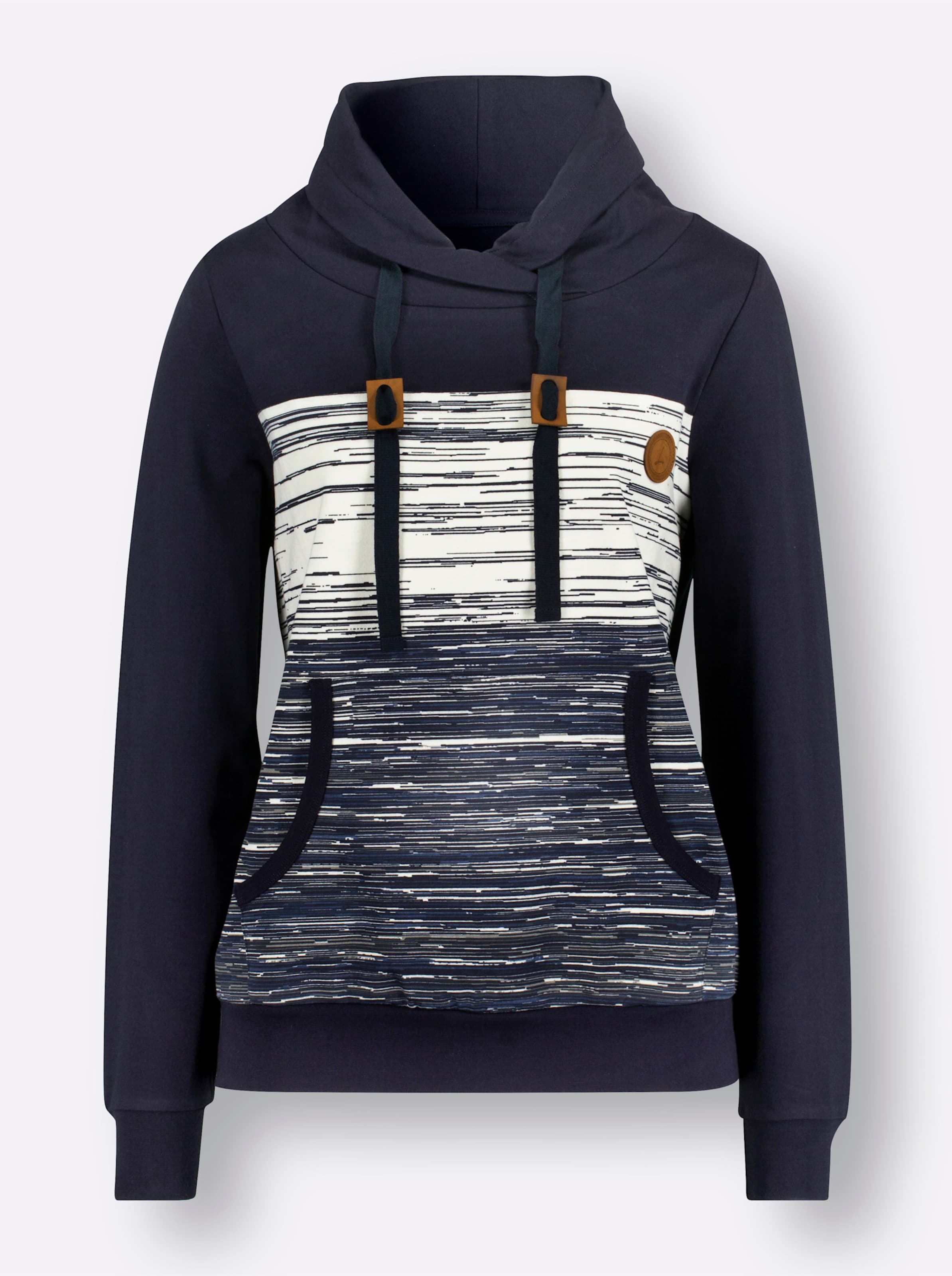 Sweatshirt in marine-ecru-meliert