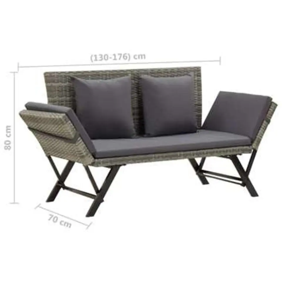 vidaXL - Ligbed - Grijs - Poly rattan