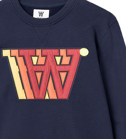 Wood Wood Sweatshirt - Krawattenapplikation - Navy