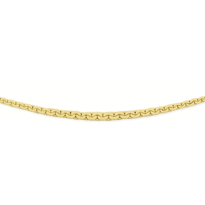 Collier Or 18 Carats 750/000 Maille Haricot en Chute Jaune - Femme