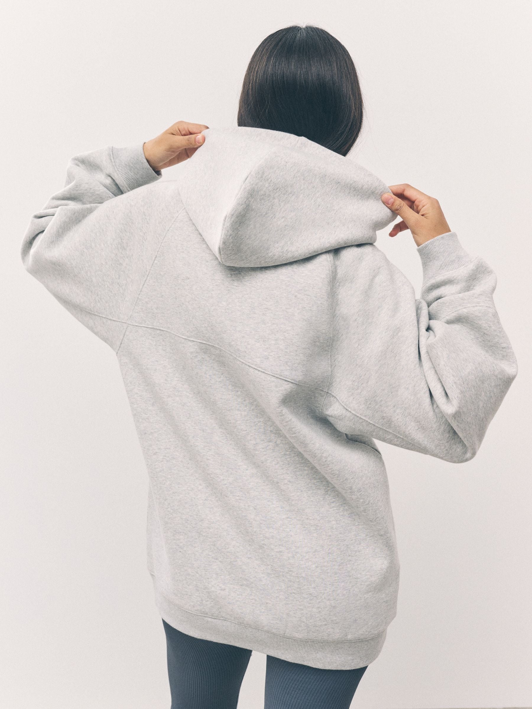 Grijs - Relaxed Fit Heavyweight Longline Hoodie