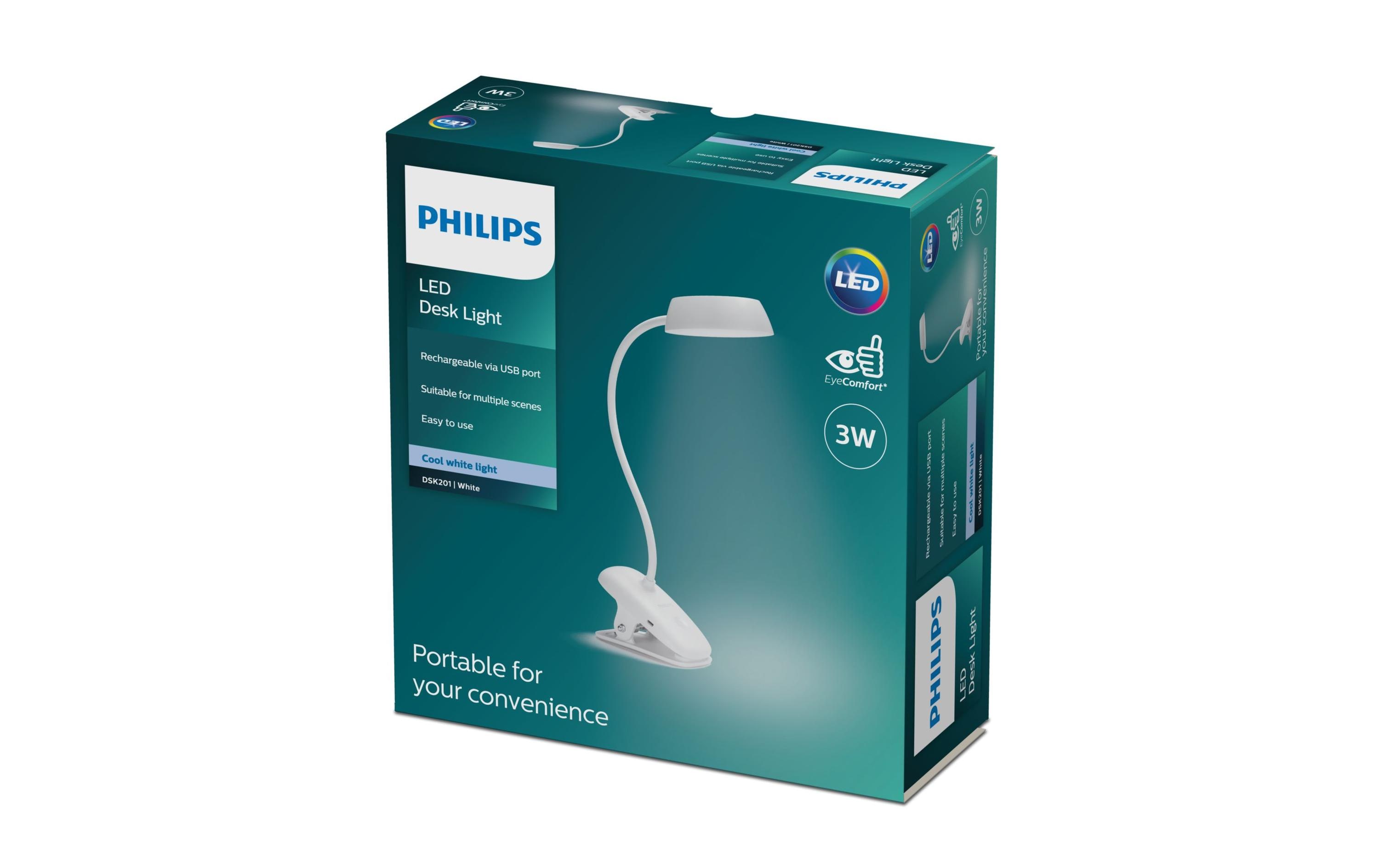 LED Schreibtischleuchte Donutclip, 2.3W, 4000K, USB, weissSchreibtischlampe mit LED-Beleuchtung