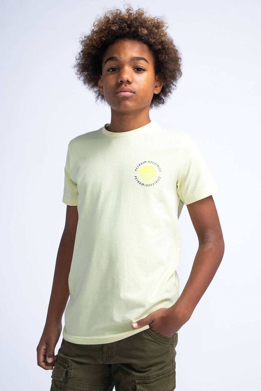 Petrol Industries T-shirt met backprint geel