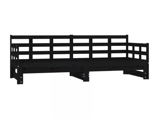 Lit coulissant sans matelas noir 2x(90x200) cm