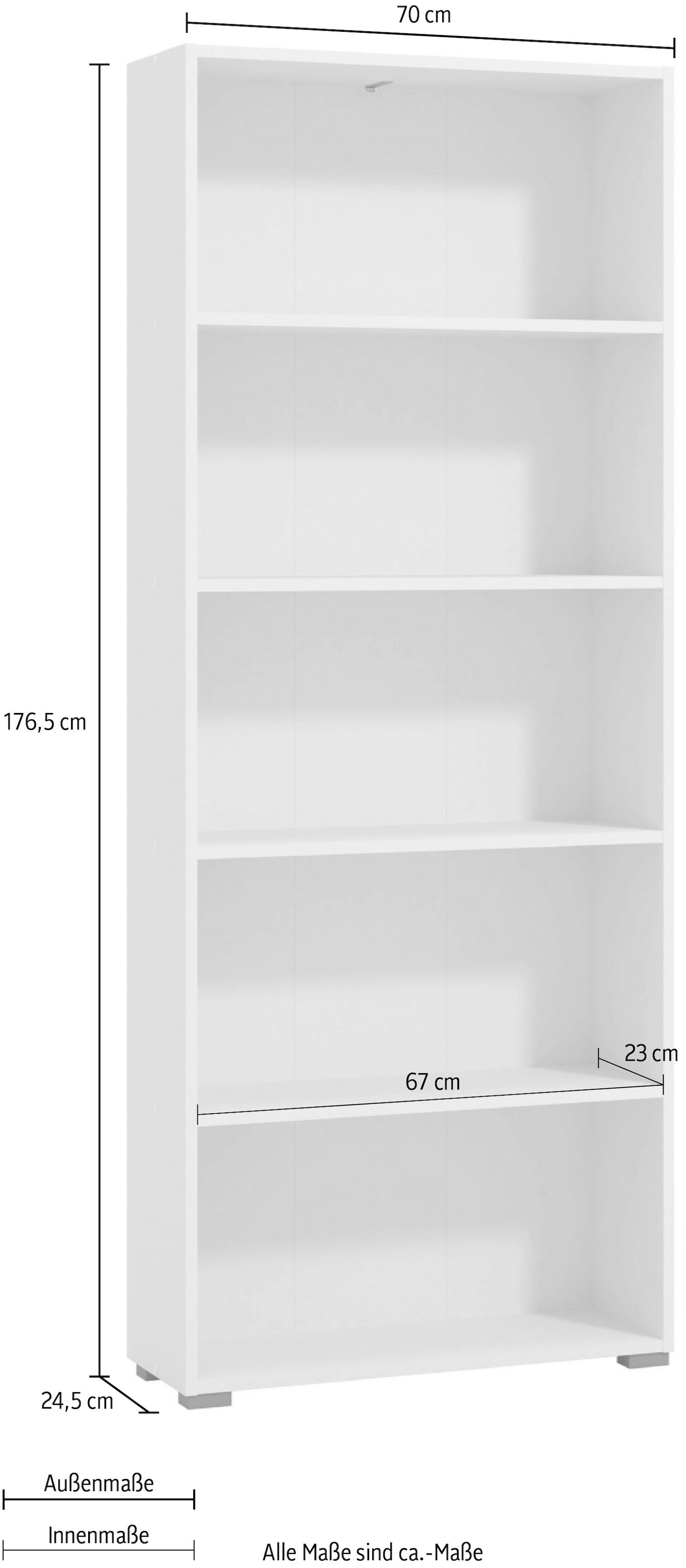 INOSIGN Aktenregal »Tomar 5« Bücherregal mit viel Stauraum, Masse (B/T/H): 70/24,5/176,5 cm