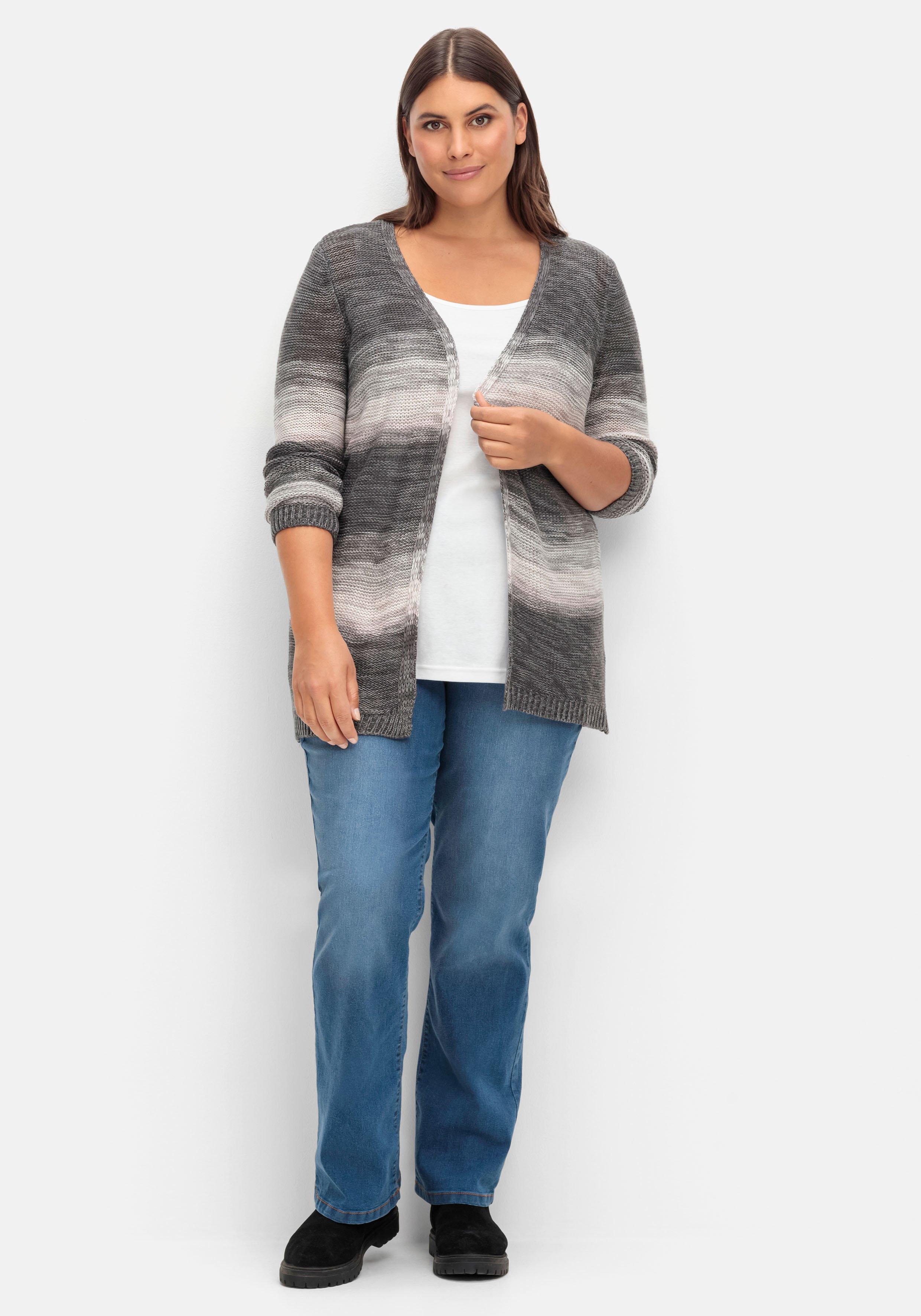 Verschlusslose Longstrickjacke mit Farbverlauf
