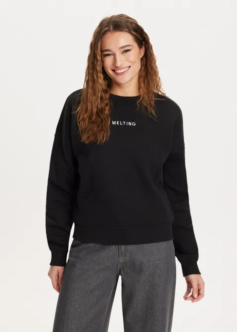 Sweater met merk print zwart (ZWART)