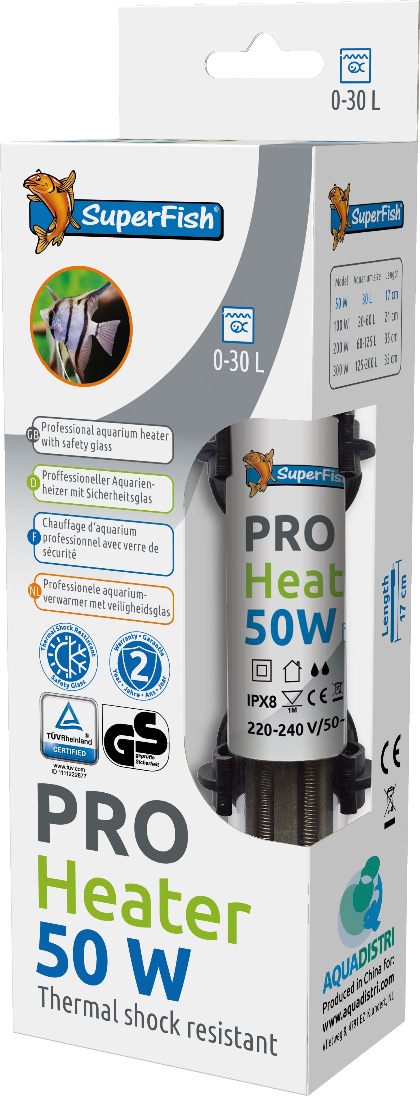 SuperFish aquarium verwarming Pro 50 W 17 cm