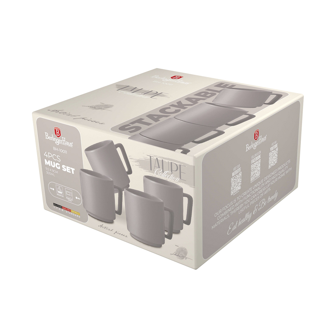 Berlinger Haus 4-teiliges Tassen-Set 300 ml matt taupe Sahara