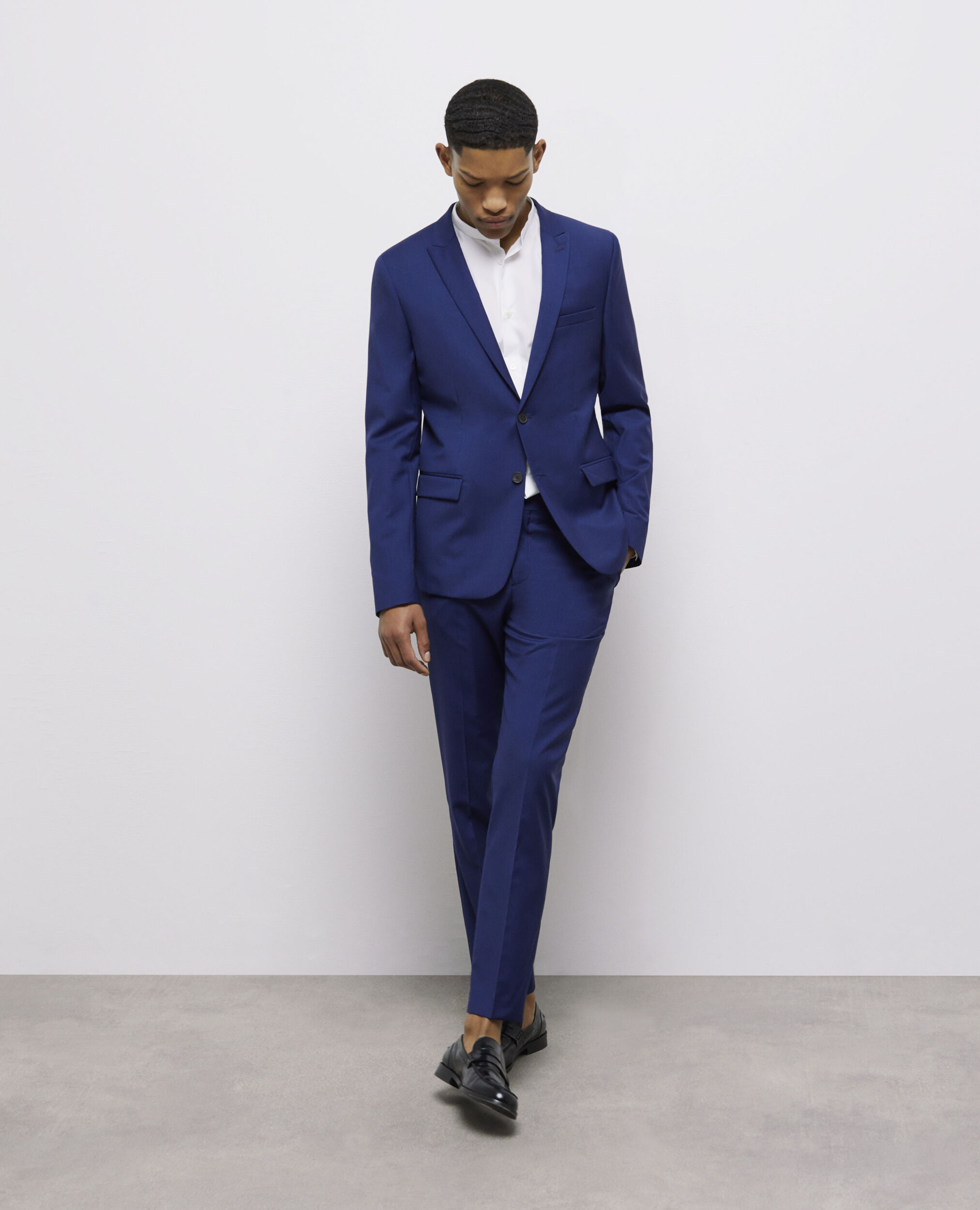 Veste de costume micro motif bleu marine