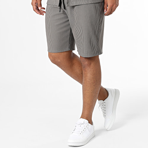 Ensemble Chemise Manches Courtes Et Short Jogging Gris Anthracite