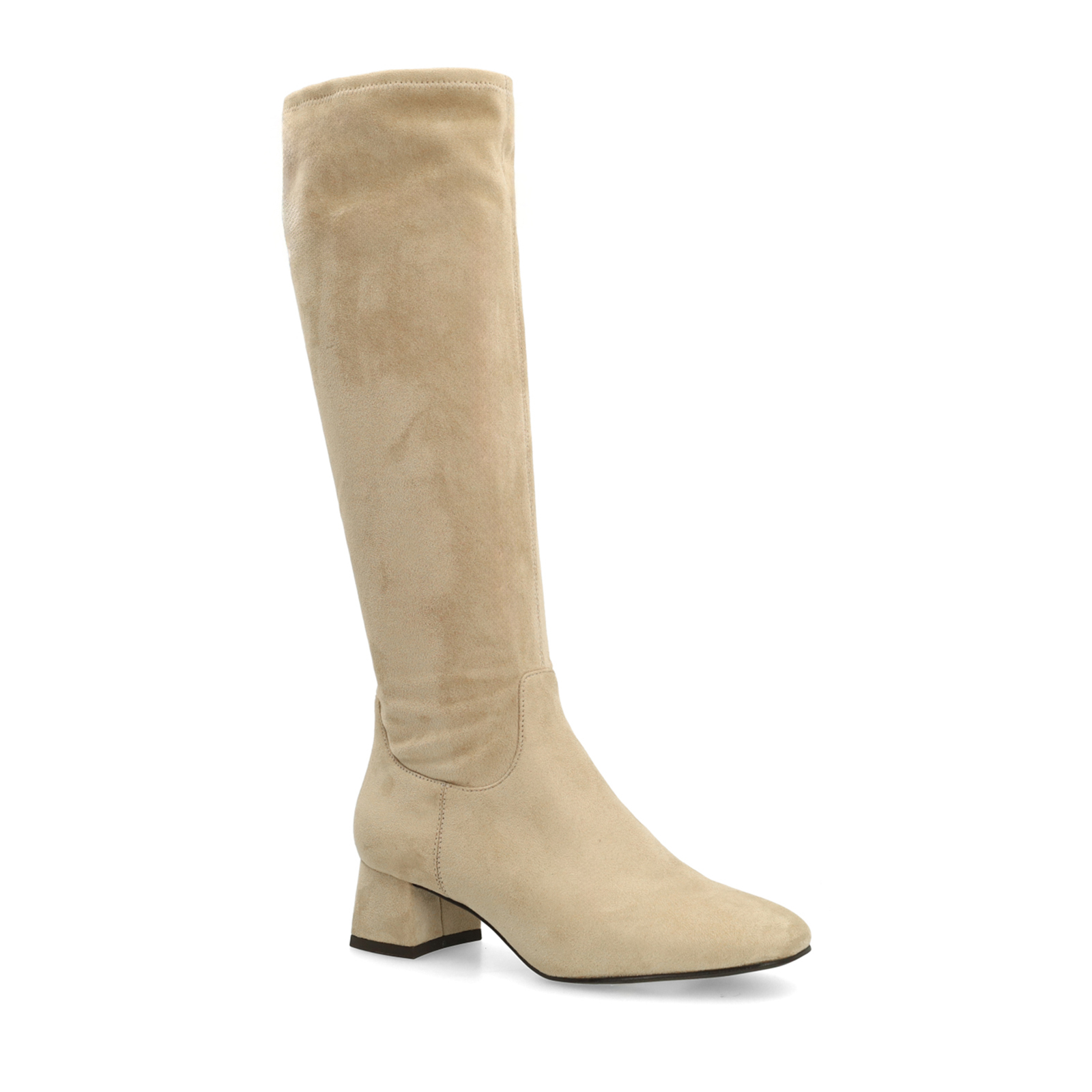 Beige stretch laarzen met hak