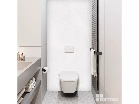 Lot de 2 Panneaux d'Habillage pour Douche et Baignoire, L120*l120*0.4 cm, effet minéral blanc, Verona White by SANIZÉO