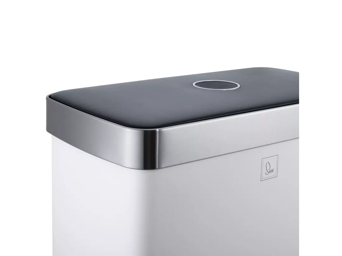 SVITA LT2X30 Poubelle 60l Poubelle à pédale 2 compartiments avec couvercle blanc