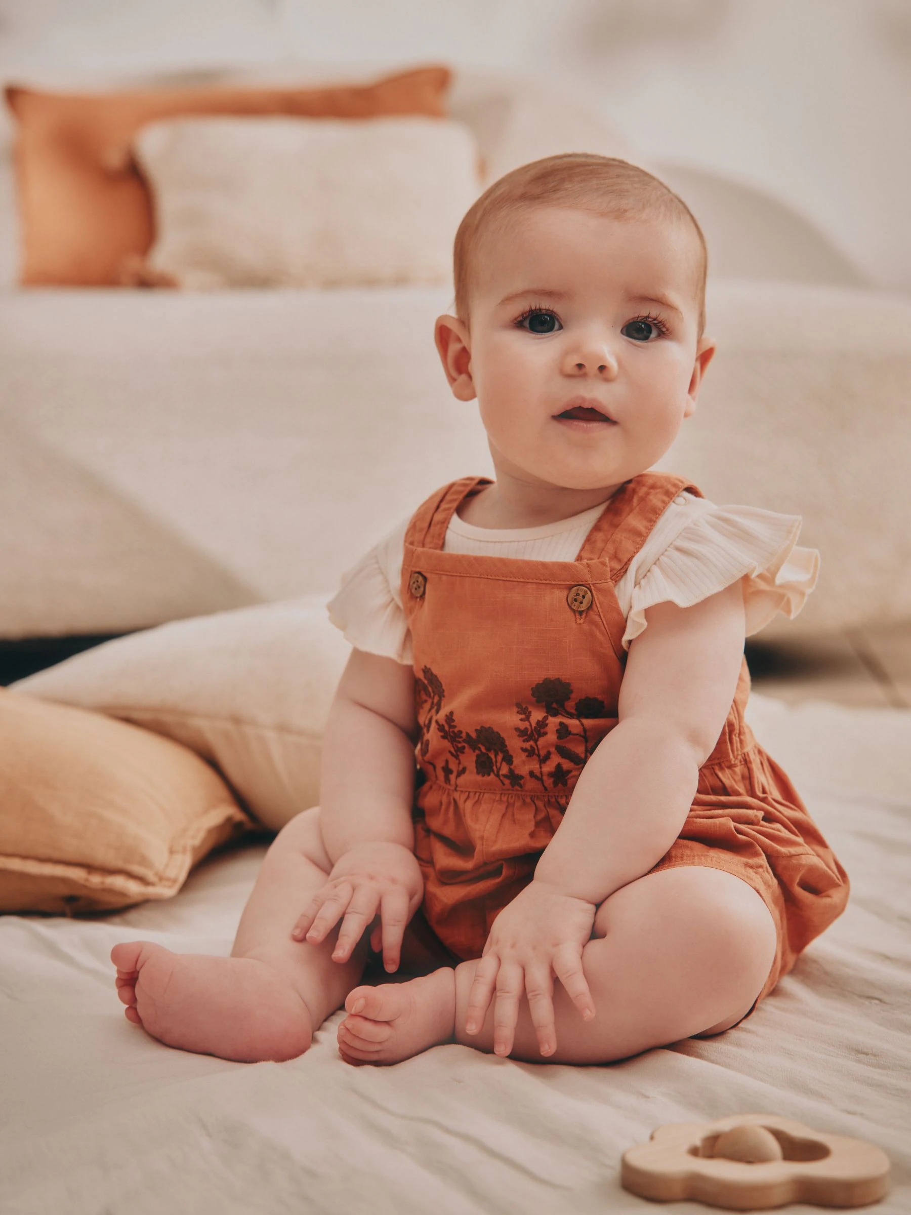 Roestbruin - Babyset van rompertje met korte mouwen en bretelbroek (0mnd -2jr)