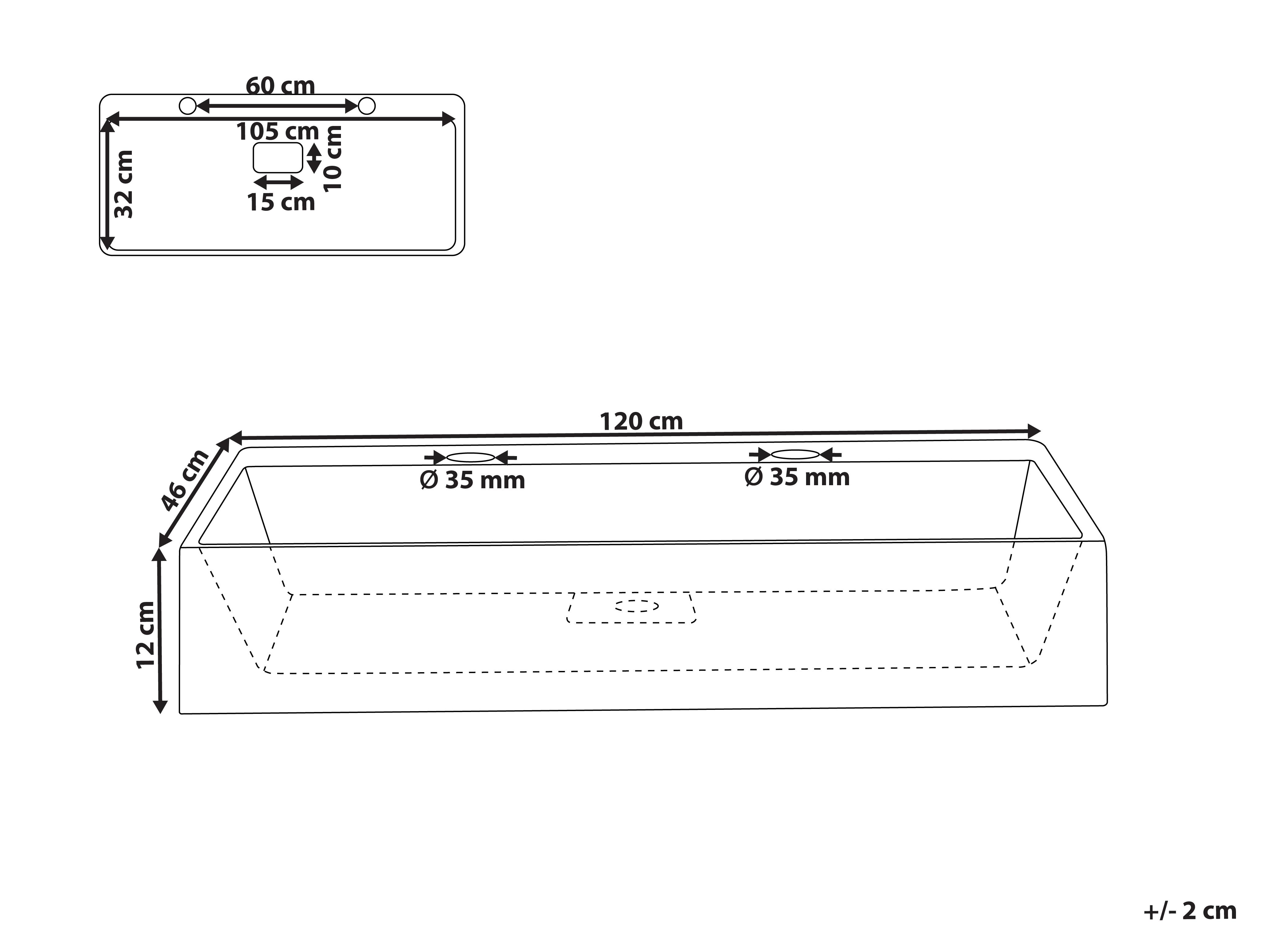 Wandgemonteerd dubbele wastafel QUENKO 120 x 46 cm Mineraal gietwerk Zwart