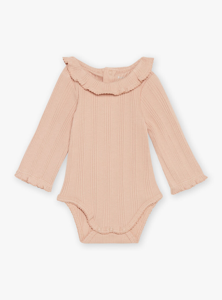 Body rose ancien, barboteuse écrue et collant