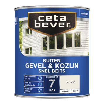 CetaBever Snelbeits Gevel & Kozijn zijdemat dekkend RAL 9010 gebroken wit 750 ml
