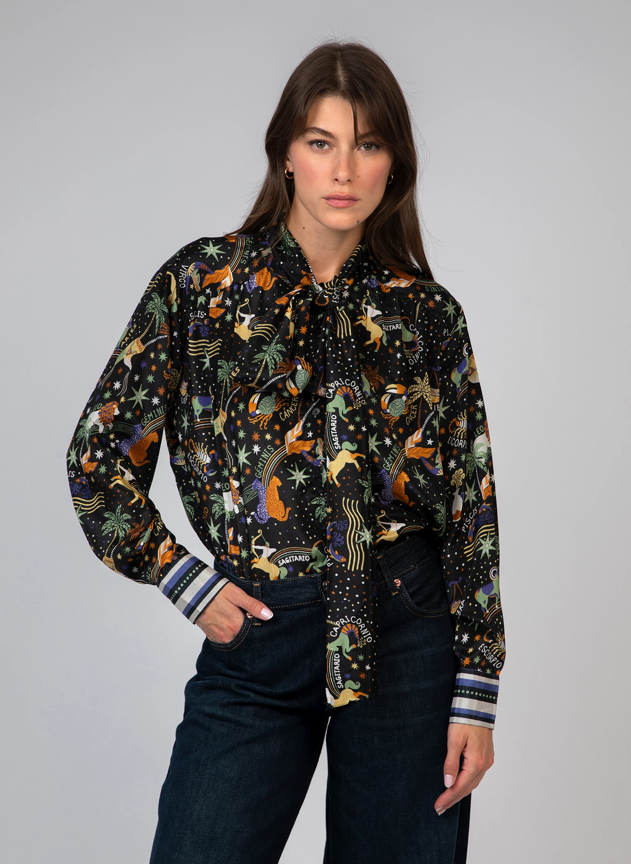 SIRINE - Chemise col lavallière imprimée | Multicolore