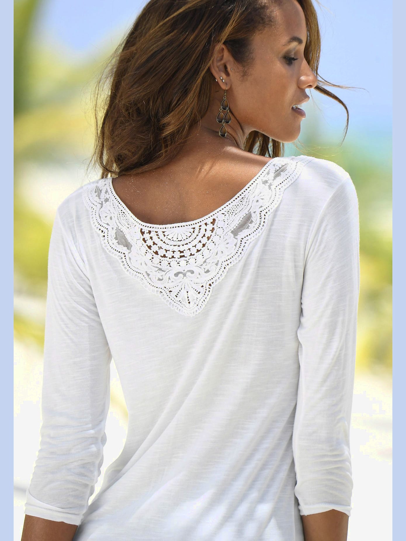 T-shirt à manches 3/4 lot de 2 t-shirts en dentelle