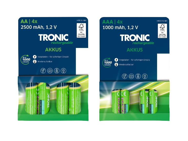 4 oplaadbare batterijen