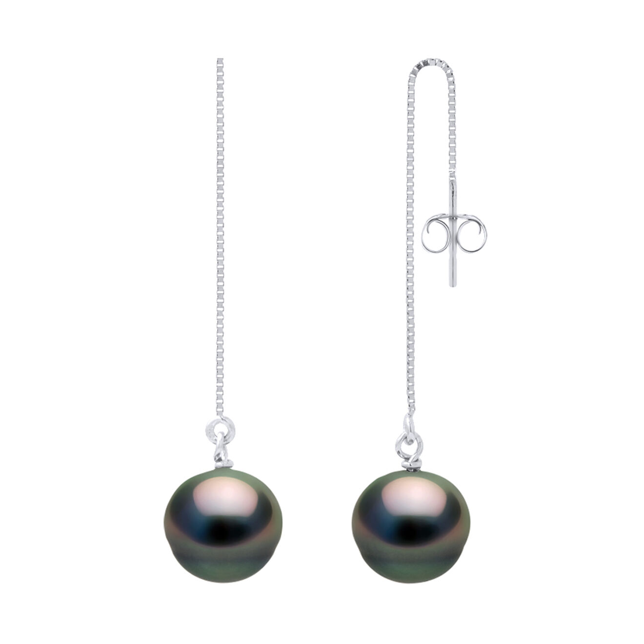 Pearl Addict Boucles d'oreilles Vanille Argent & Perles de Tahiti gris/vert