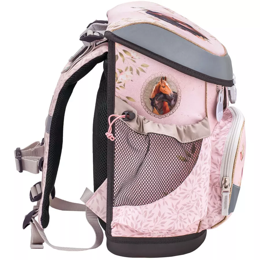 Belmil Schulranzen Mini Fit Schulranzen Set 4-teilig mit Brustgurt Horse Chestnut