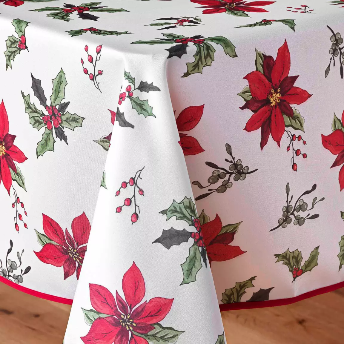 Nappe de Noël rectangulaire (150 x 240 cm) Amaryllis Blanc