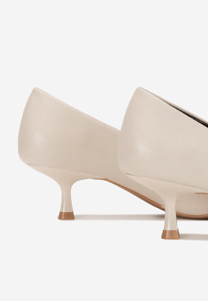 Chaussures à petit talon beige Ruxanda