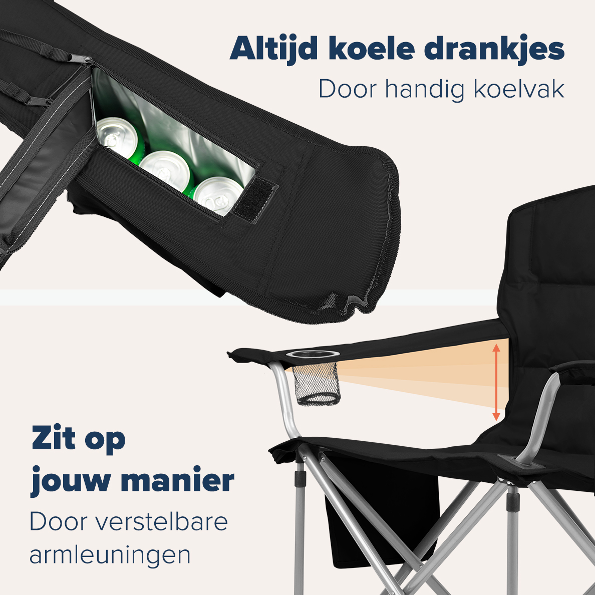 TRVLMORE XL vouwstoel met koelvak - Black
