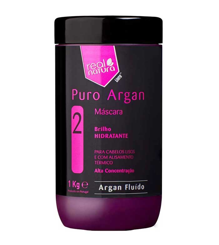 Real Natura - Máscara capilar para cabelos lisos Puro Argan 1kg