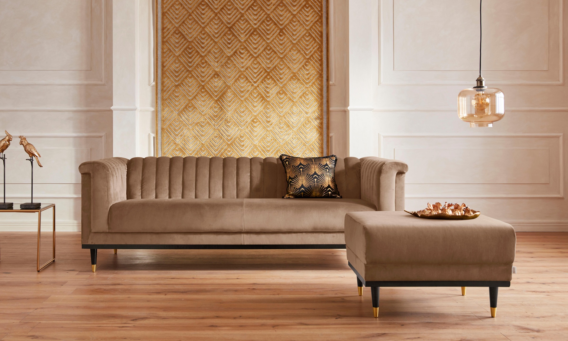 Home affaire Hocker »Chamby« mit Holzrahmen unten