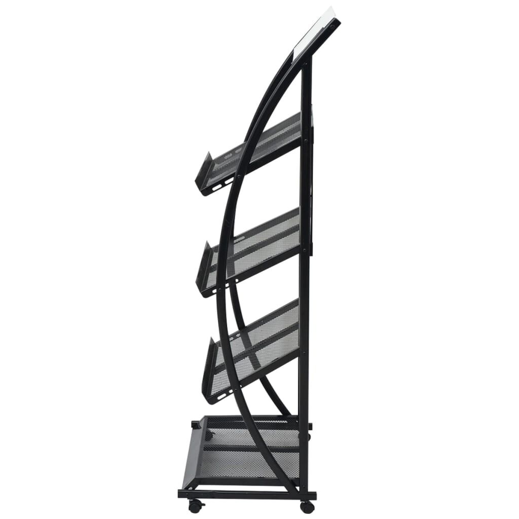 vidaXL Kranten-/tijdschriftenrek 47x40x134 cm zwart-wit A4