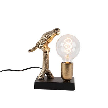 Art Deco tafellamp, zwart met goud, 23 cm - Pajaro