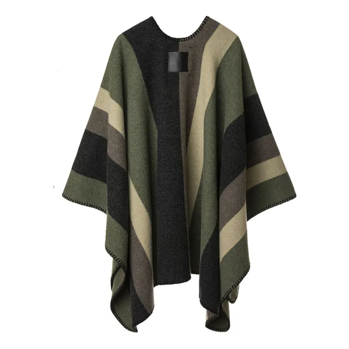 La Méricaine Cape Navajo Laine Recyclée | Vert kaki