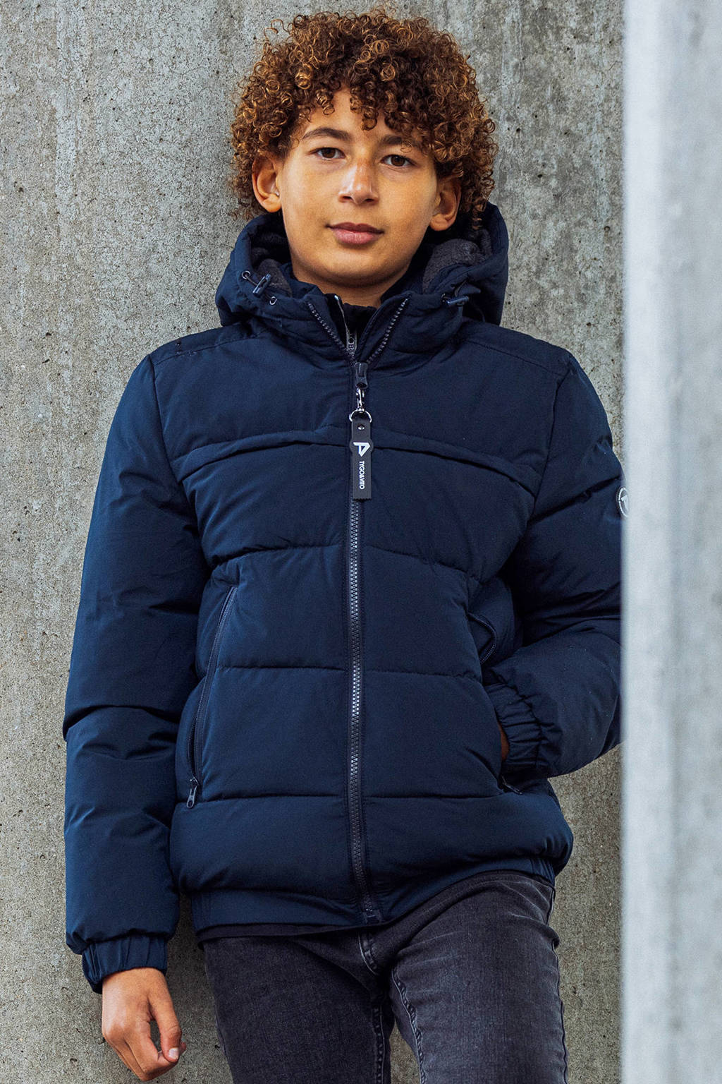 TYGO & vito gewatteerde winterjas Bart donkerblauw