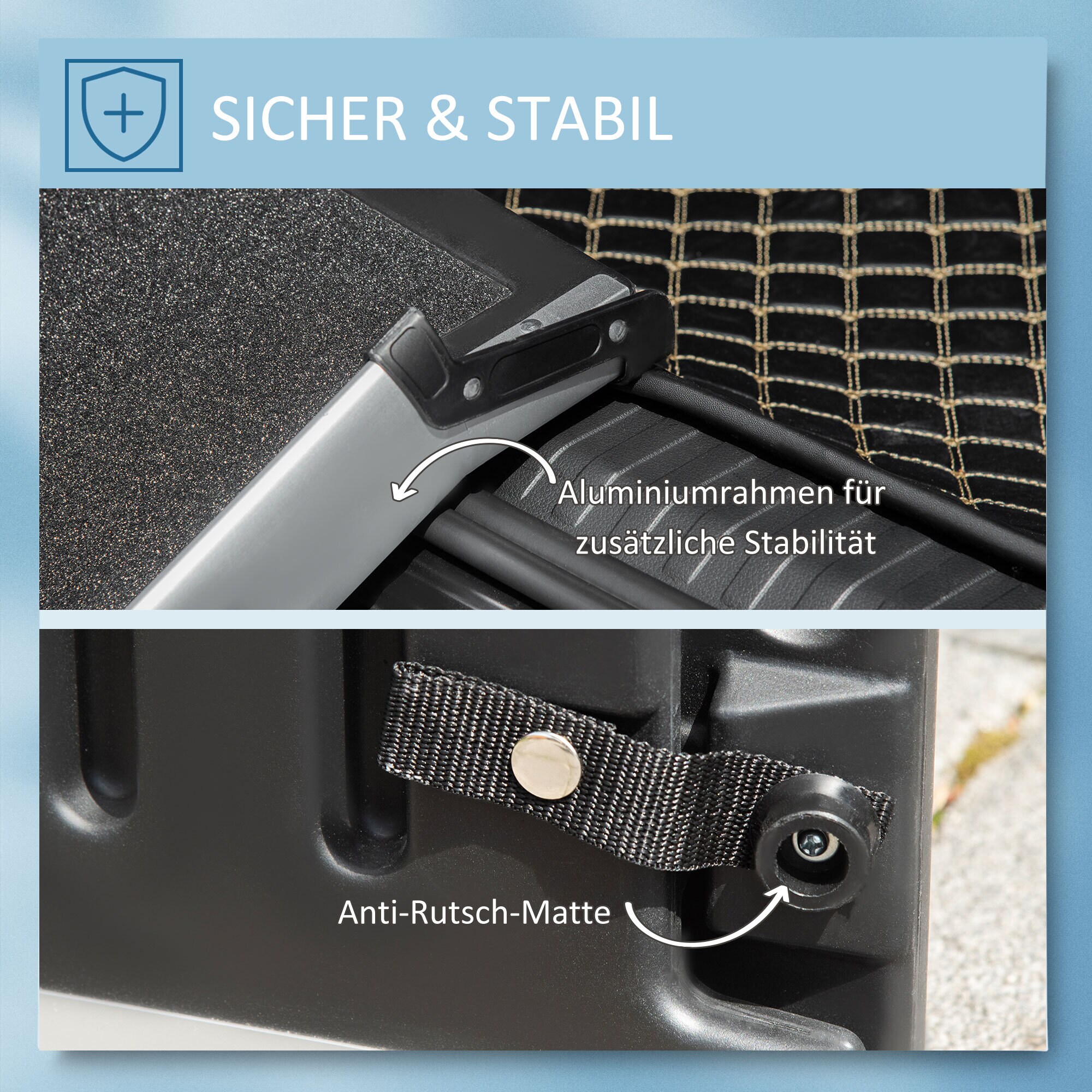 PawHut Haustierrampe mit Tragegriff schwarz, silber 183L x 42B x 6,5H cm
