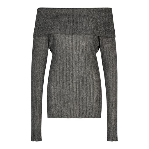 Second Female Ellis Off Shoulder Strikbluse, Black, XS