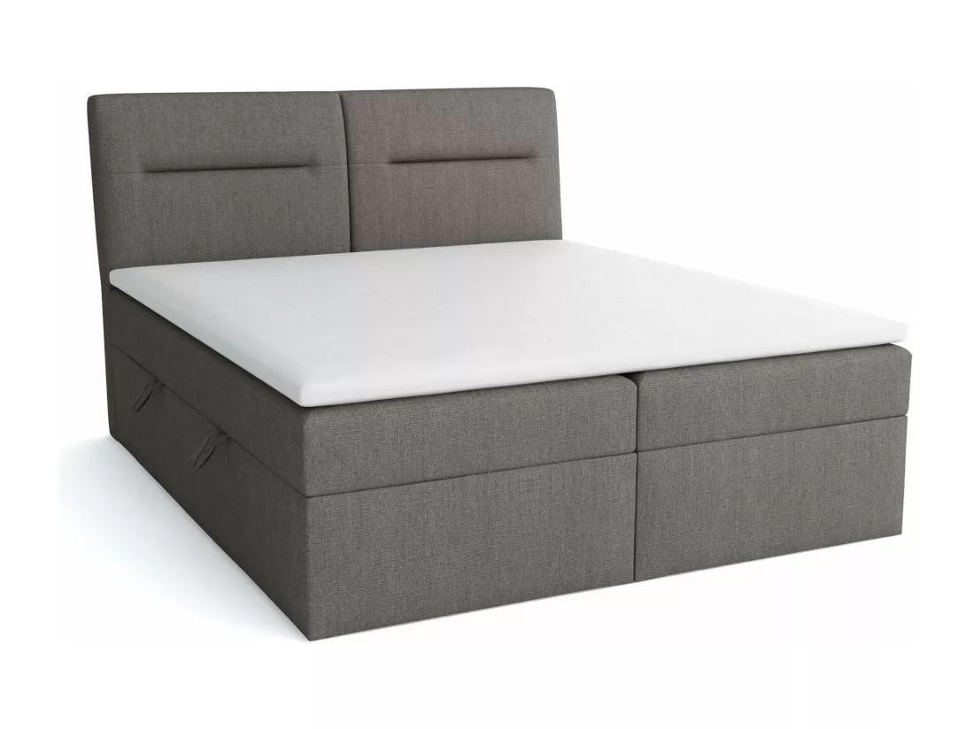 LE LIT BOXSPRING Moderno avec coffres de lit et surmatelas, en tissu Soro 91 (gris ombre), 180x200 cm.