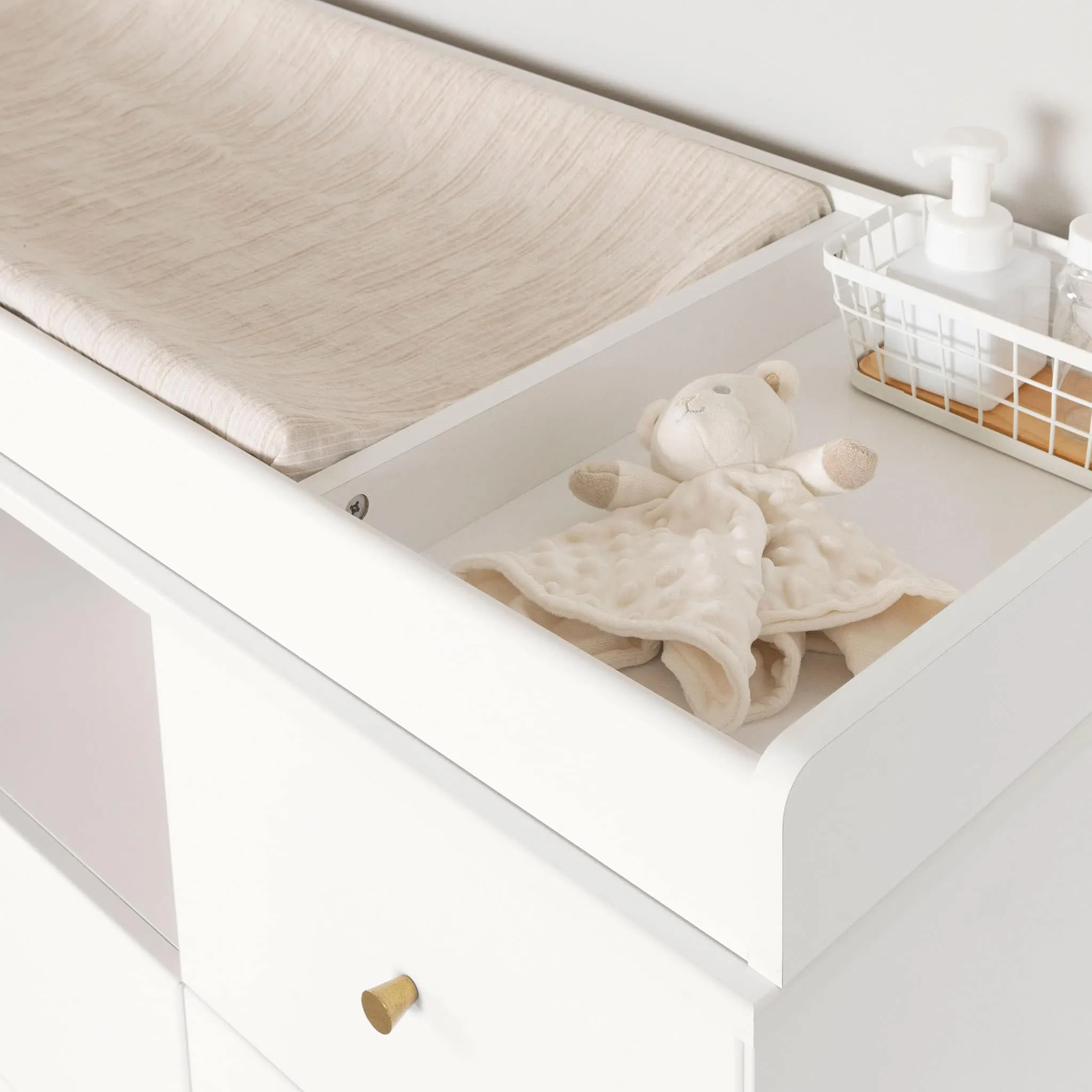 South Shore Table à langer avec tiroirs et rangement ouvert - Dylane Blanc solide