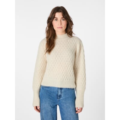 Damen-Strickpullover Alpaka, Naturweiß
