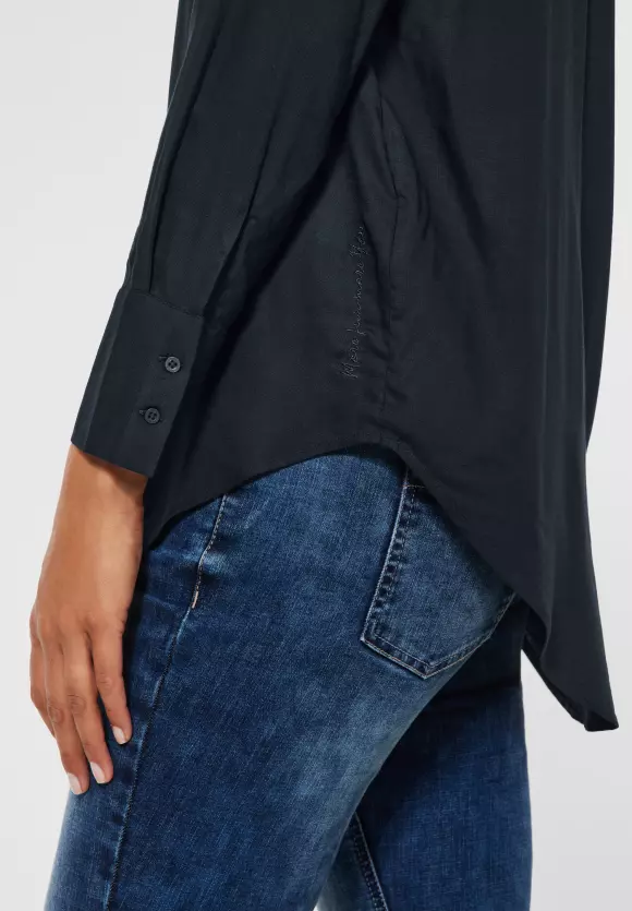 Longbluse in Unifarbe - dark blue