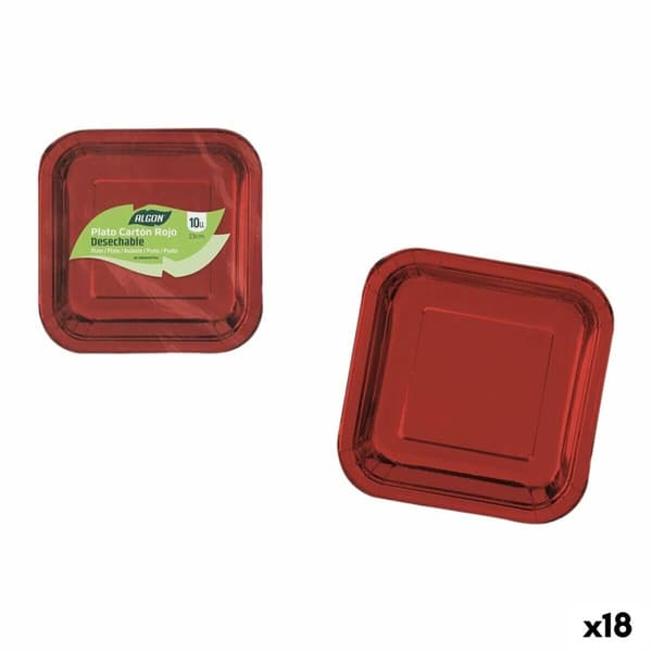 Platesett Algon Rød 23 cm 10 Deler (18 enheter)