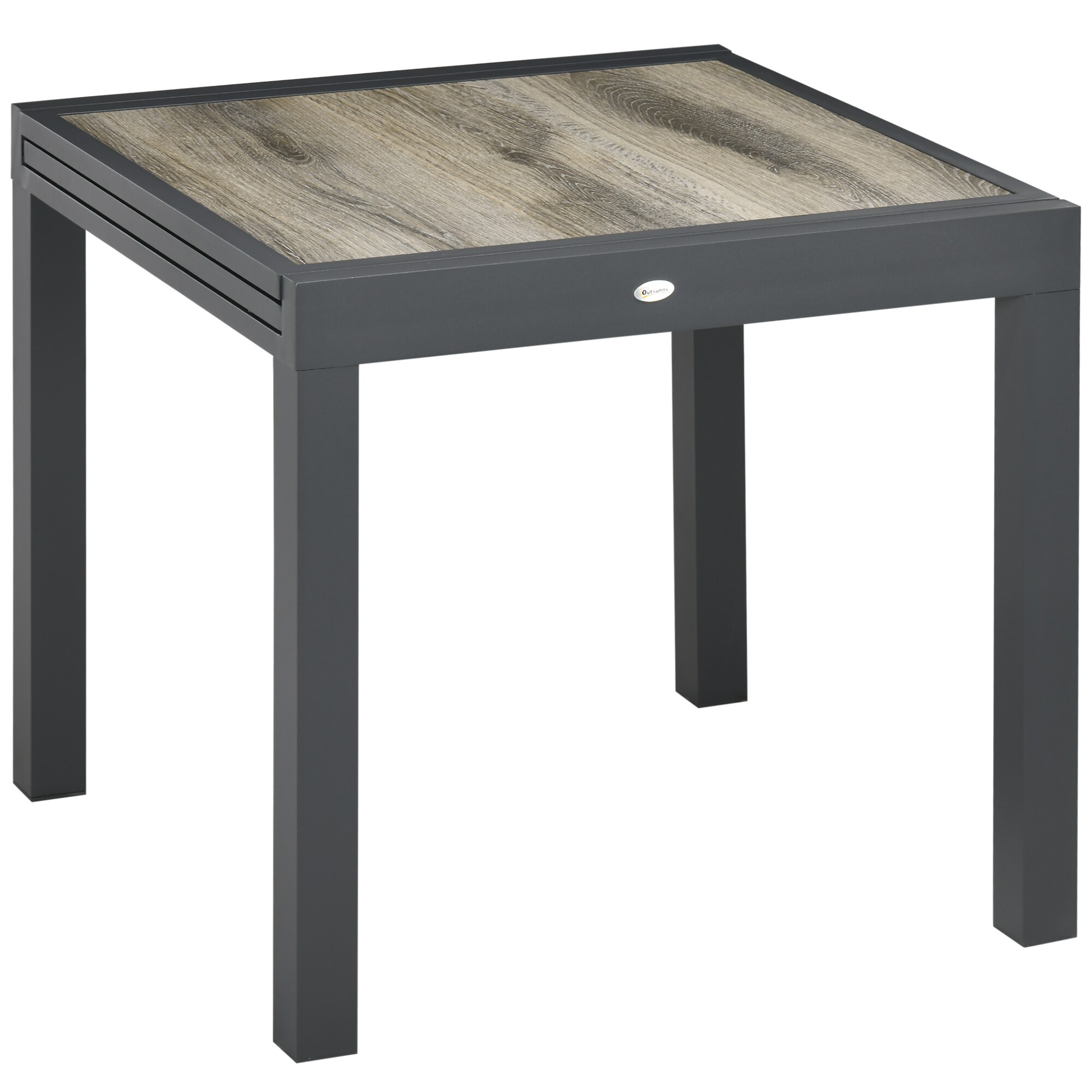 Outsunny Gartentisch mit ausziehbarer Tischplatte natur, schwarz 80/160L x 80B x 75H cm