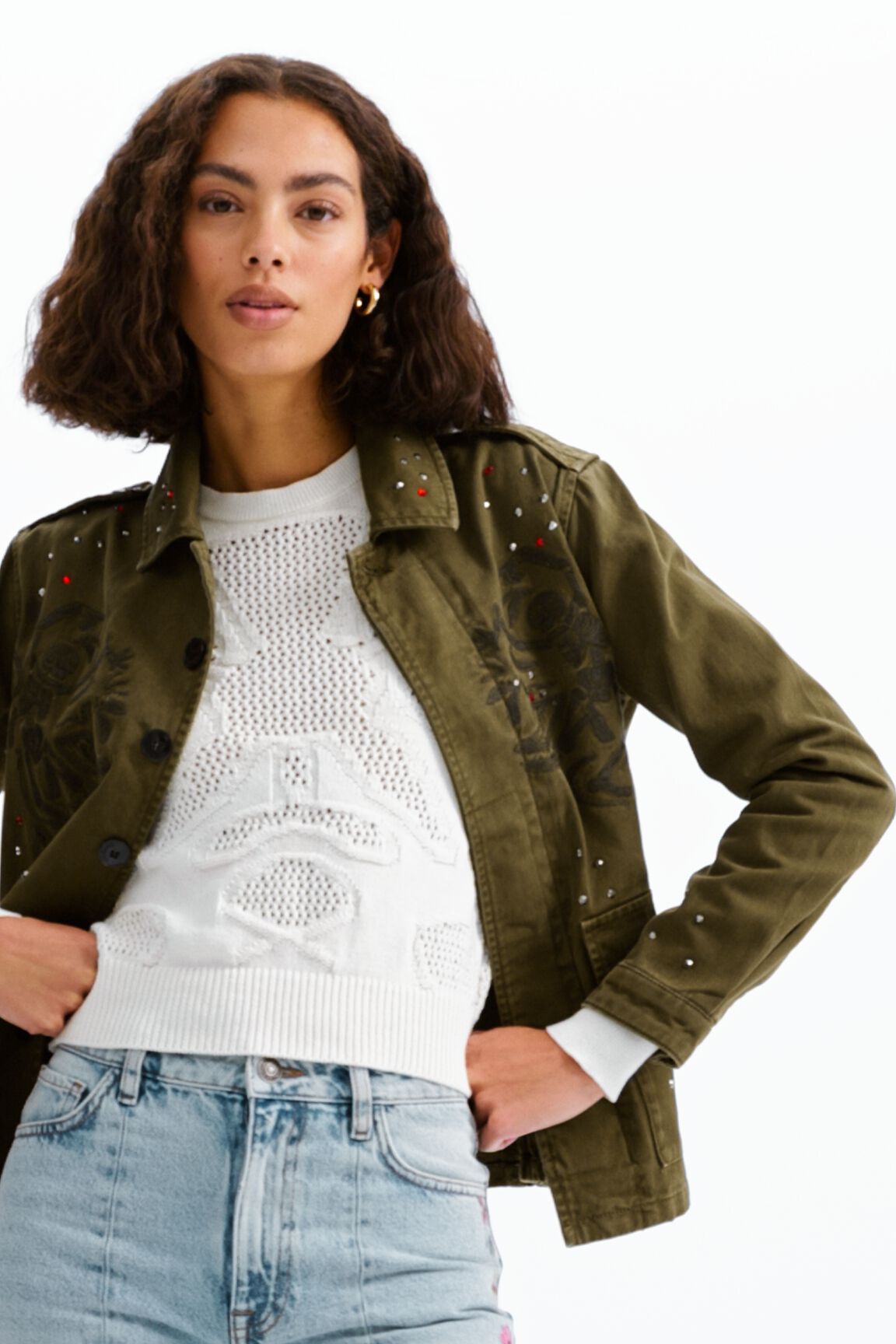 Parka courte brodée