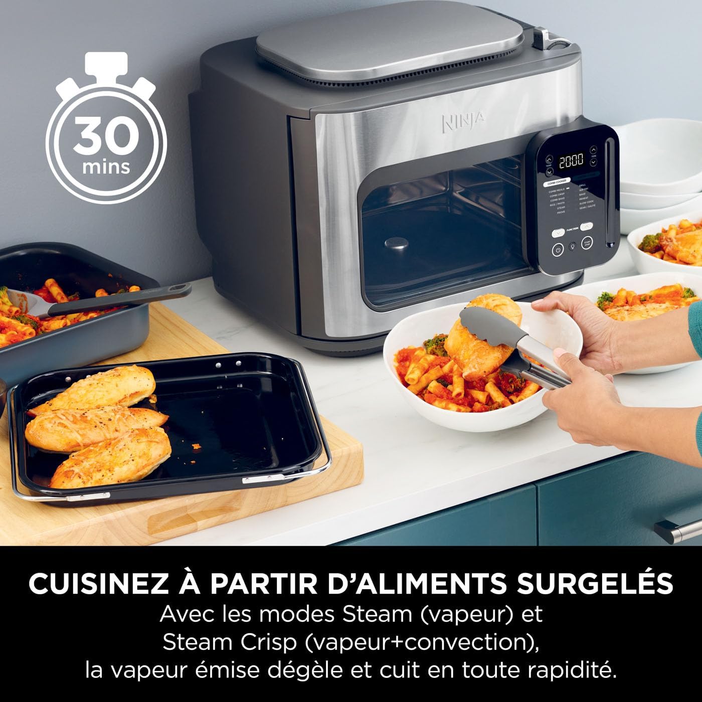 Ninja Combi 12-en-1 Multi-Cuiseur, Four & Friteuse sans huile, 12 Fonctions de Cuisson, Repas de Taille Familiale en 15 Minutes*, avec Plateau de Cuis