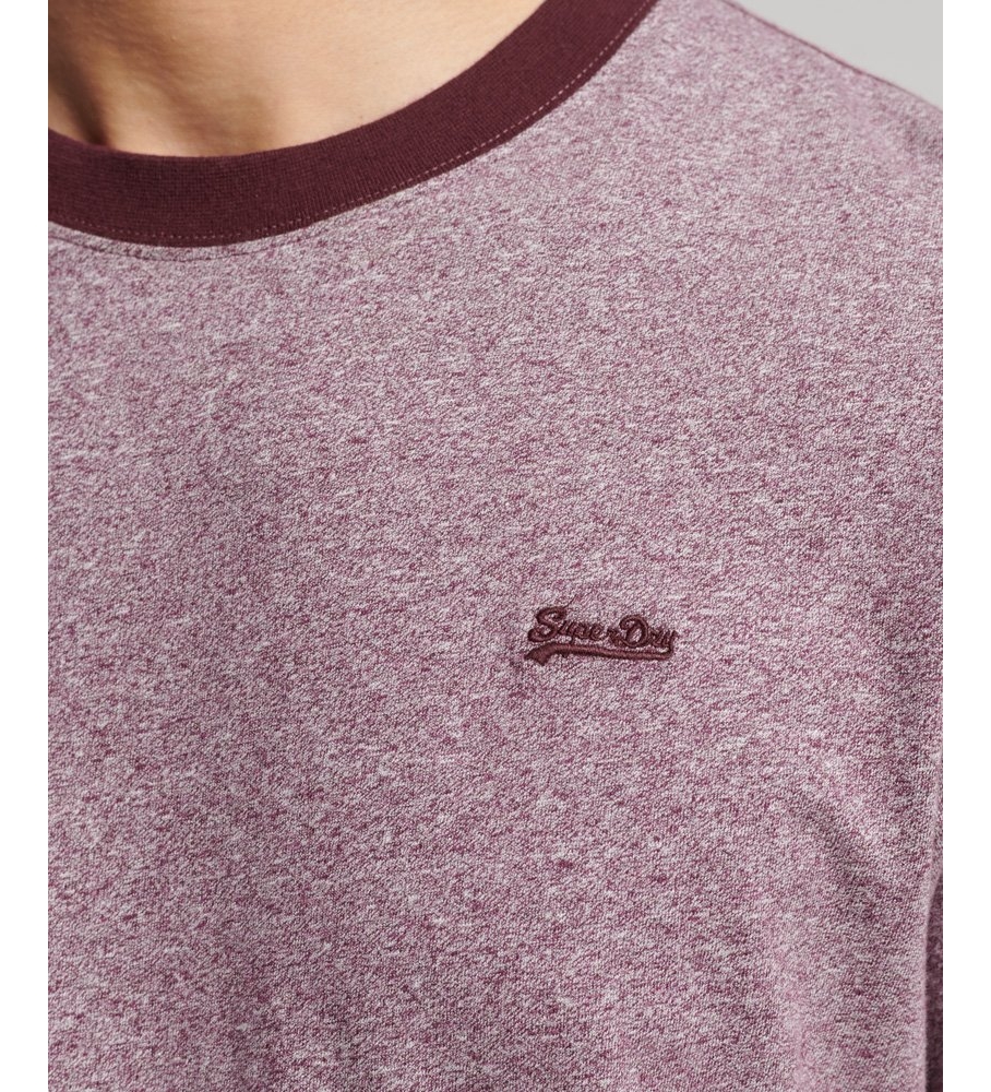 Camiseta Superdry Essential Ringer de algodão orgânico com logo - Bordô