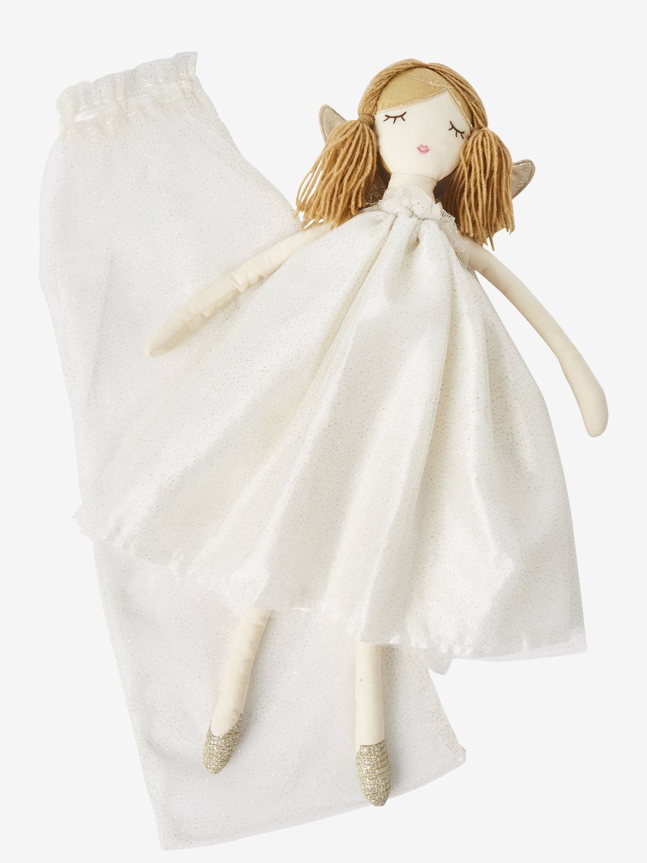 Boneca com asas de fada brancas