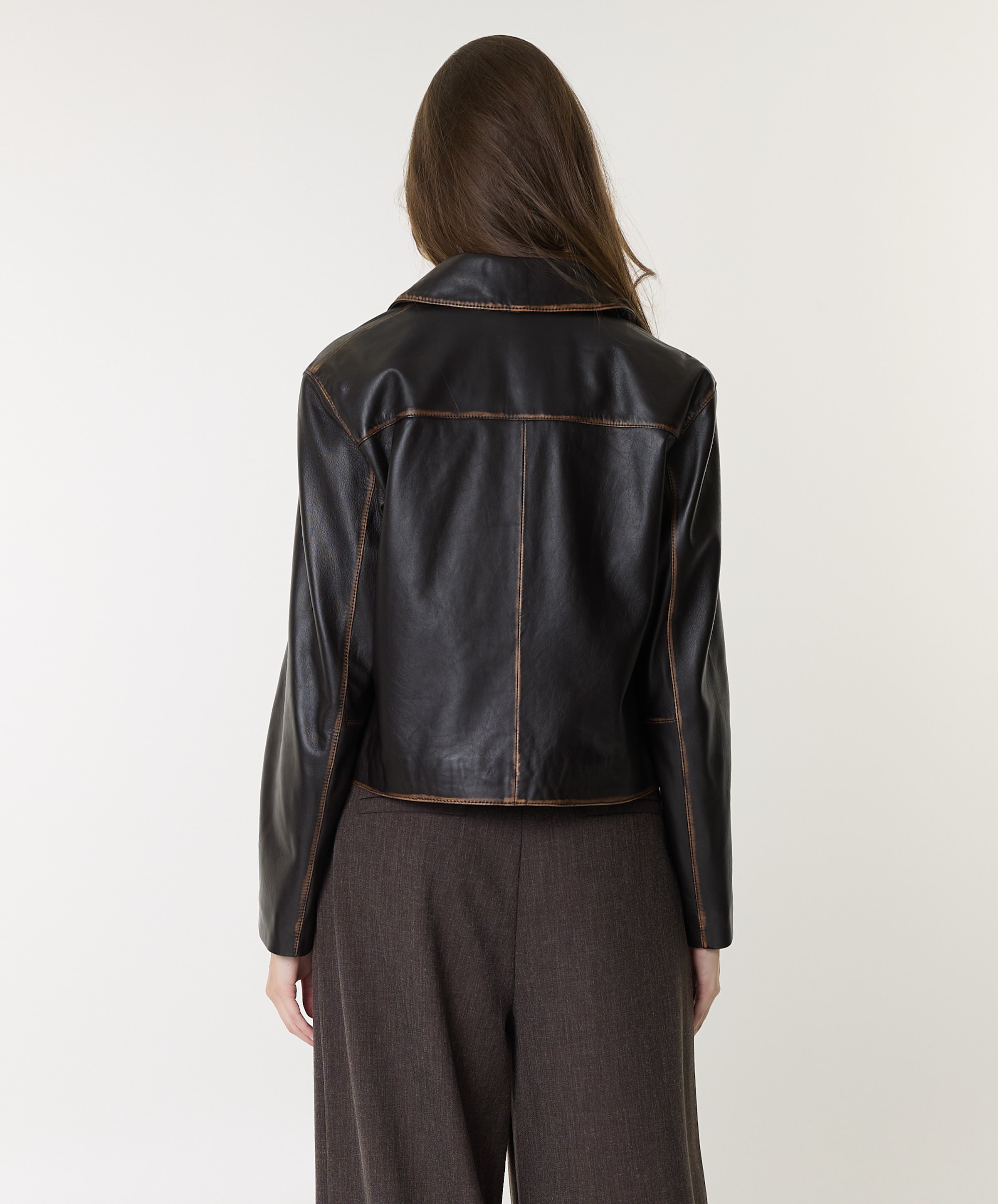 STUDIO AR Dames leren jas blauw
